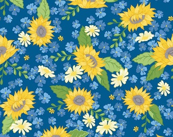 Riley Blake Fabric - Sunny Skies Main Dusk - C14630-DUSK - Jill Finley - Cotton - Fabric by the Yard - 1 Yard
