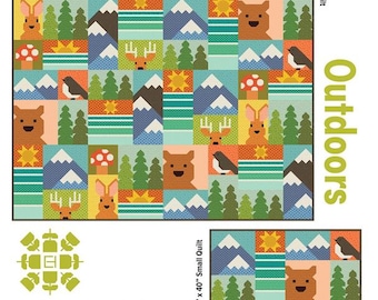 Elizabeth Hartman Quilt Pattern - Outdoors - Elizabeth Hartman - #EH088 - Quilt Pattern - Bear - Bunny - Deer - Bird