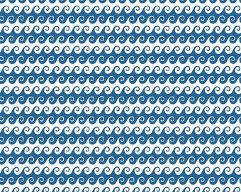 Riley Blake Fabric - Free as the Ocean Waves Blue - C14804 - Lisa Audit - Cotton - Fabric by the Yard