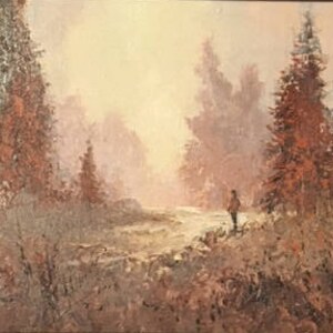 Framed original oil &quot;Autumn Fog&quot; (1973) by Don Langford, listed artist