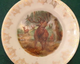 German Deer Collectible Plate Three Crowns China German Deer Collectible Plate Three Crowns China
