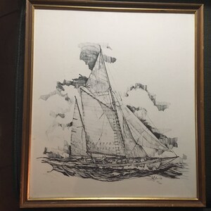 Stampa d&#39;arte Schooner firmata e numerata dall&#39;artista
