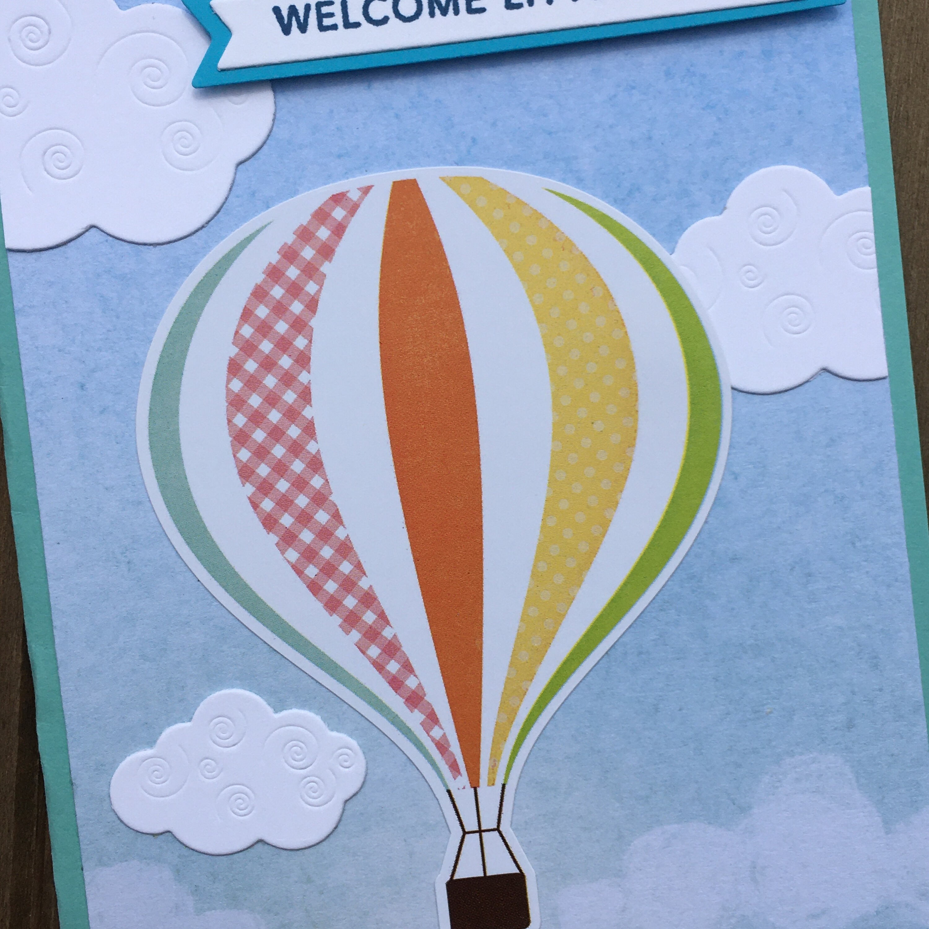 Hot Air Balloon Card, New Baby Card, Baby Boy Card, up up and Away Card ...