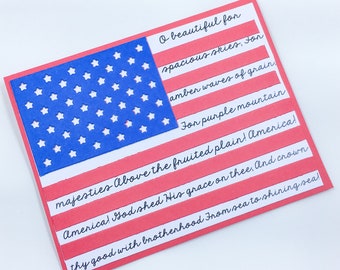 4th of July card, flag card, independence day card, celebration card, red white & blue, celebrating card, military appreciation, veteran