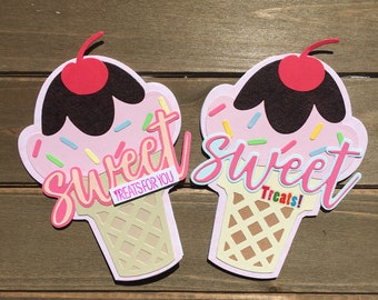 sweet ice cream card, summer ice cream card, summer birthday card, kids birthday card, ice cream card, shaped card, shaped birthday card