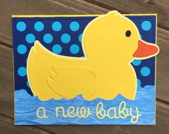 New Baby Duck Card, New baby card, duck card, duck baby shower, rubber duck decor, rubber duck baby shower, baby shower card