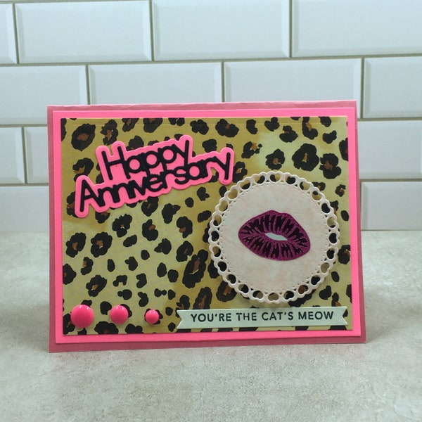 Cheetah Print card, anniversary card, first anniversary card,  dating anniversary card, wedding anniversary card, fun anniversary card