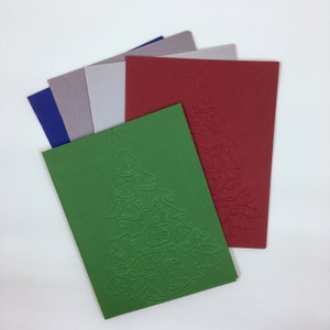 christmas tree card set, 5 pack cards, christmas card set, christmas cards, bulk christmas cards, holiday cards, embossed card set