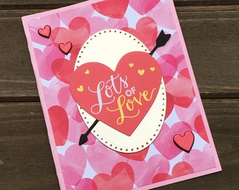 lots of love card, hearts card, love always card, valentine's day card, anniversary card, romantic card, long distance card, love card