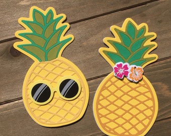 Pineapple card, Pineapple shaped card, Pineapple greeting card, summer card, summer party, pineapples, paper pineapple, miss you card