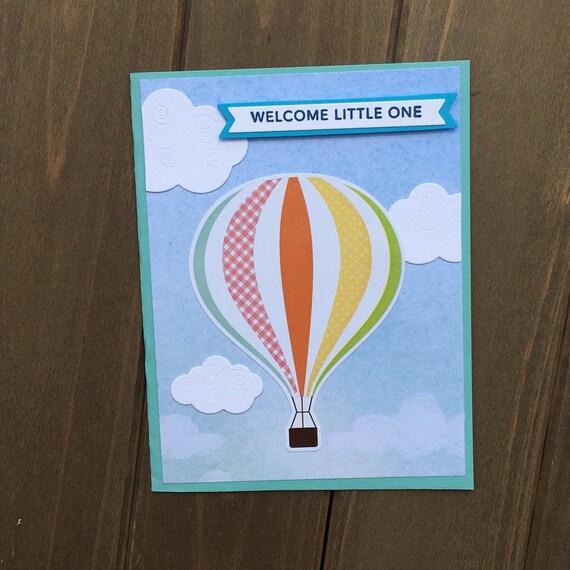 Hot Air Balloon Card New Baby Card Baby Boy Card up up and | Etsy