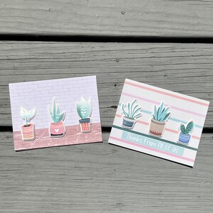 Carte plante, carte plante dame, carte plante papa, carte plante anniversaire, plante carte de voeux, carte plante en pot, carte succulente, carte de remerciement