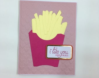 fries card, french fries card, anniversary card, love card, love fries card, birthday card, thinking of you card, blank card, notecard