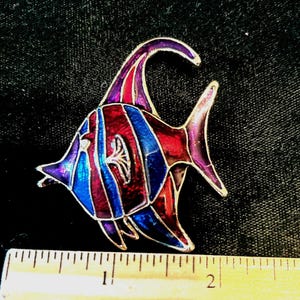 Unsigned Goldtone and Enamel Tropical Fish Broach