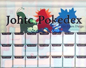 Gen 2 Johto Pokemon Pokedex Pin Banner 14.5 x 24 in