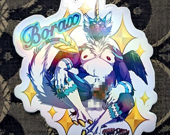 18+  NSFW Borax Wolf Dragon 3.5" Holographic Vinyl Sticker