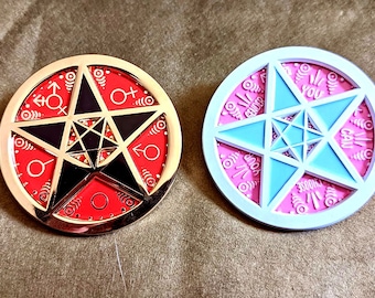 Transgender Pentacle Spinner Enamel Pins