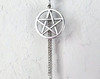 Silver Pentacle Tunnel Gauge Earring