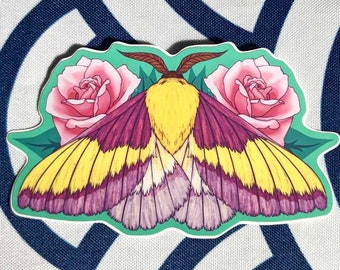 Rosy Maple Moth 4" Vinyl Sticker