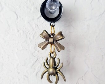 Bronze Spider Tunnel Gauge Earring