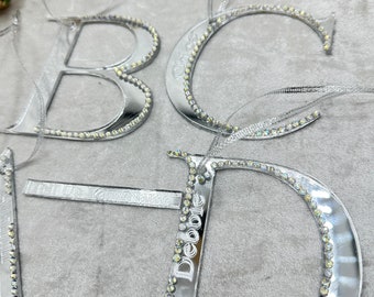 Personalized Mirror Letter ,Hanging Mirror  Decoration, Engrave  Your Name, Embellished Crystal Letter, Personalized Gift, Teacher Gift