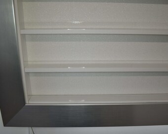 Nail Polish Station Display Frame Brushed Silver Very Large Size 200x90cms