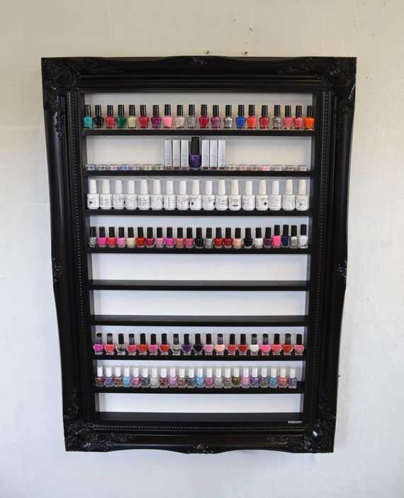 Large Black Nail Polish Rack Storage Cabinet Etsy