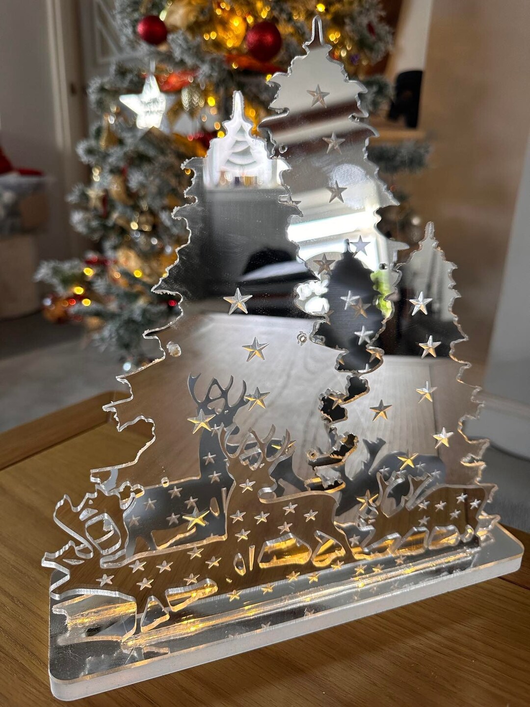 Festive Night Light 'enchanted Forest' Led Lit Etsy UK