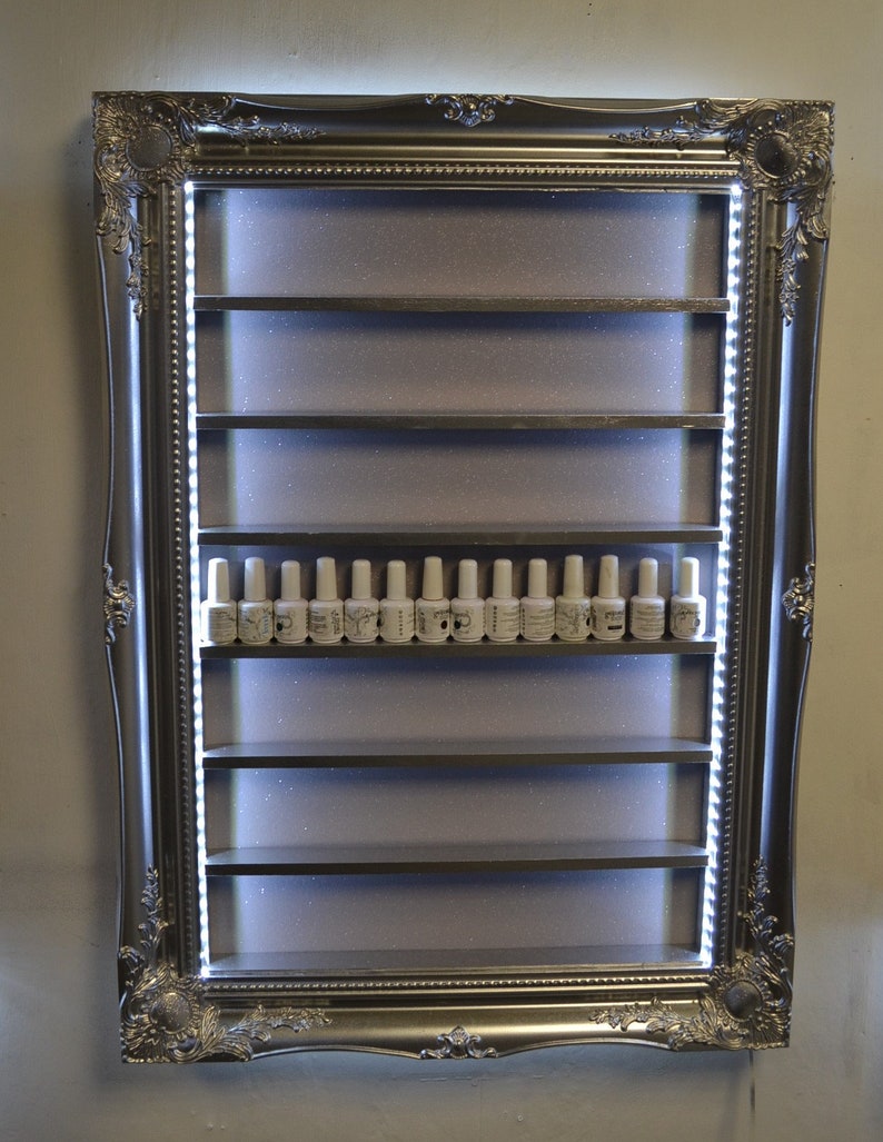 Nail Polish Rack Illuminated Display Silver Chrome Etsy UK