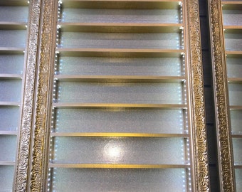 Gold Ornate Dipping Powder/pigments/glitters Display Frame With Led Lights - Glamorous Salon Storage