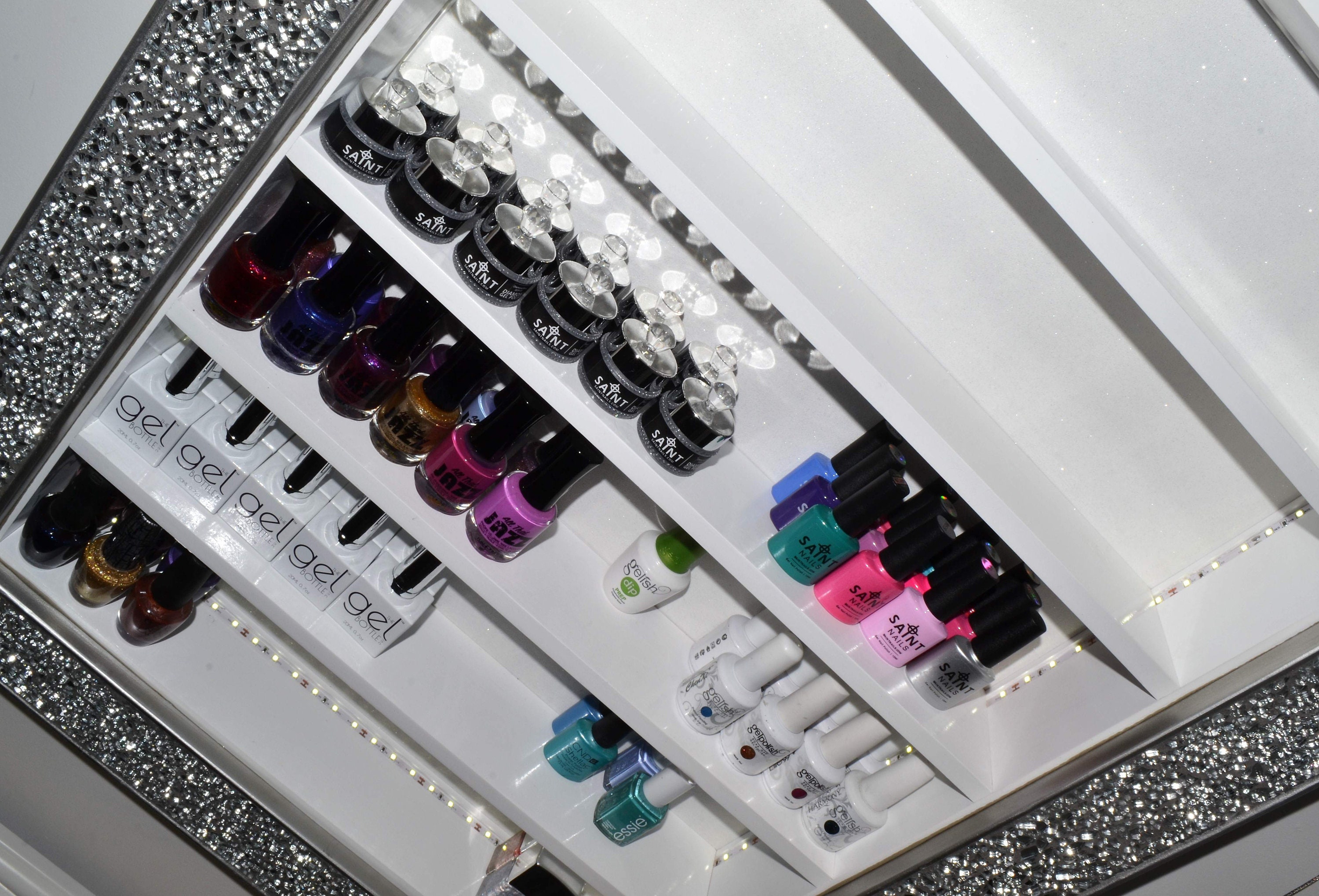 nail polish display retail storage with LED bright Etsy