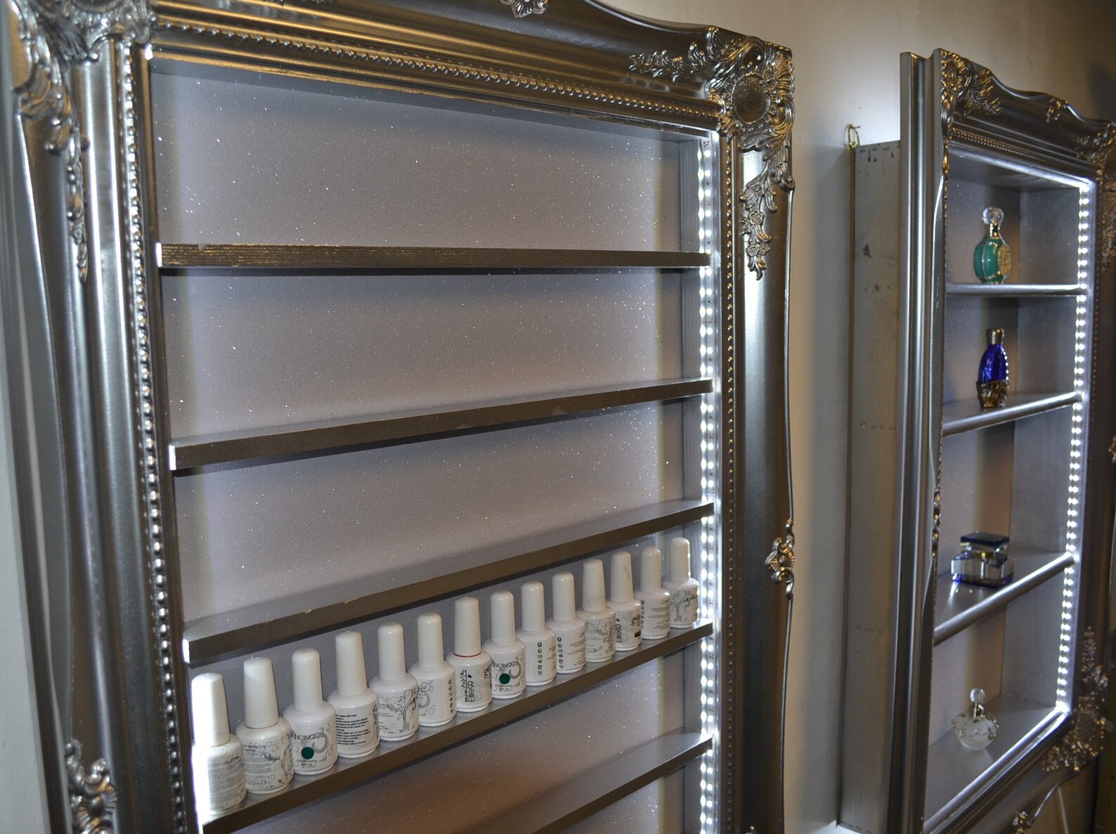 Nail Polish Rack Illuminated Display Silver Chrome Etsy UK