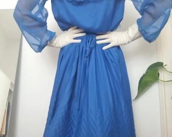 Vestido vintage azul corte A