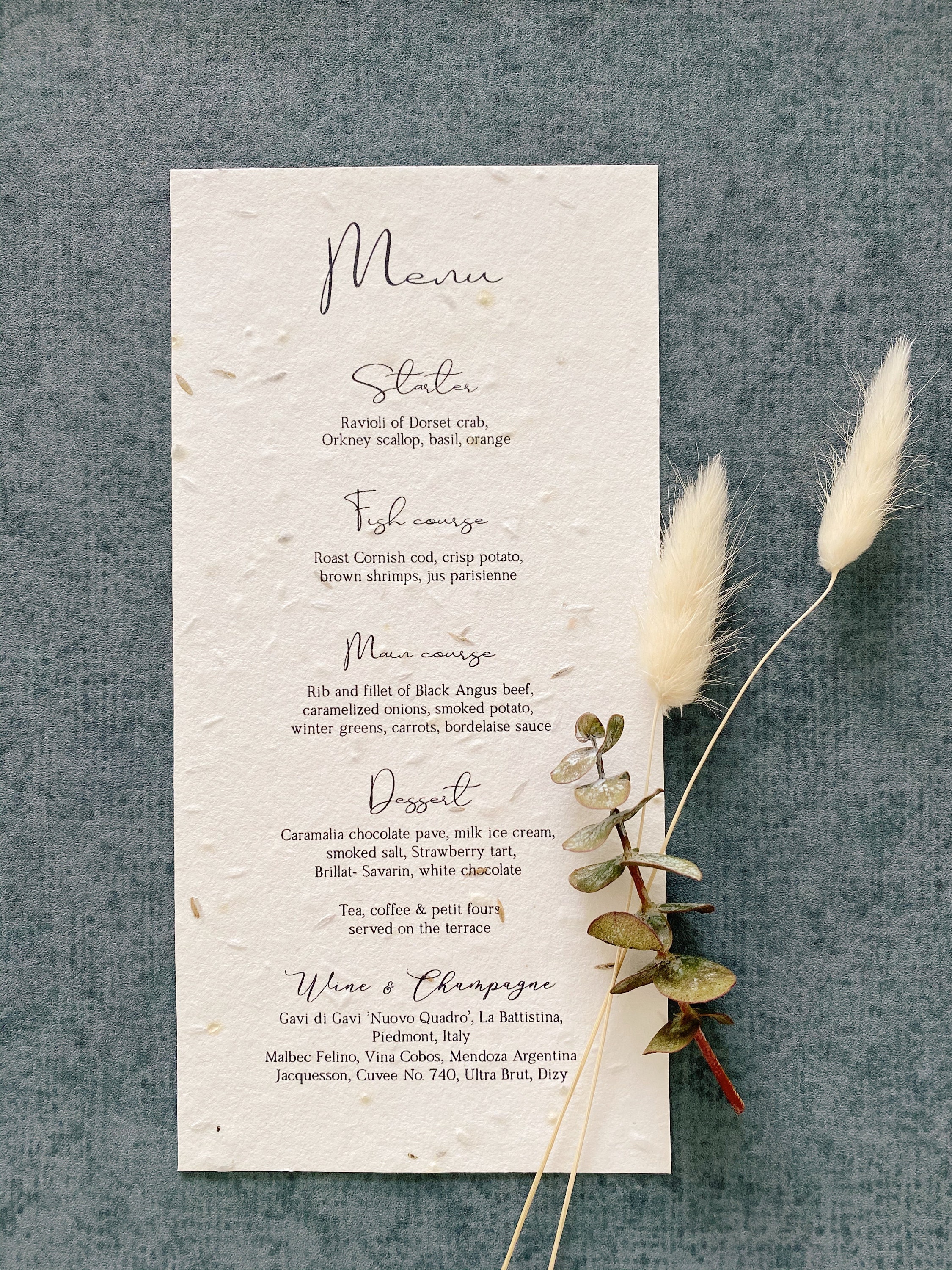 Seeded Paper Menu Wedding Menu Plantable Paper Wedding Etsy