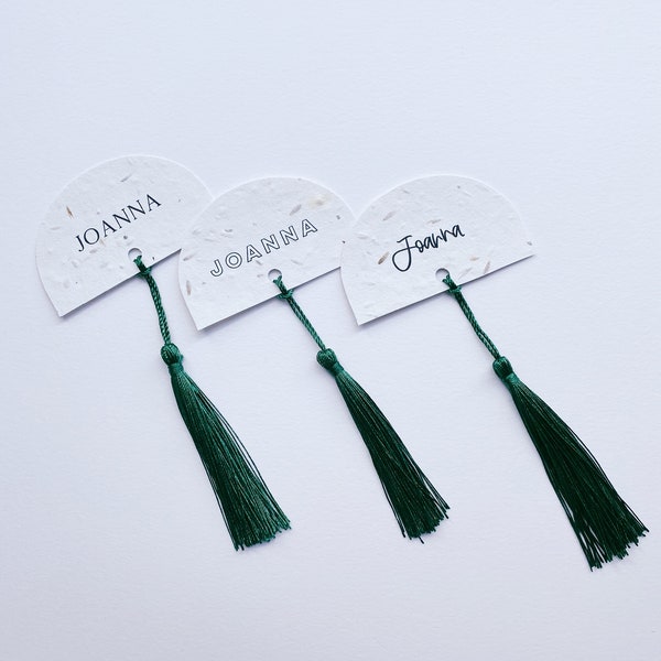 Seeded plantable Place cards / Tassel name card / biodegradable / modern stationery  / LUXE / Modern wedding / On the day stationery