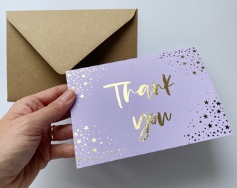 Gold star Thank you card