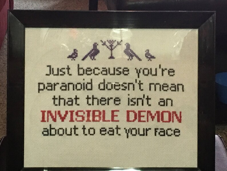 Cross stitch of a Jim Butcher quote from the Dresden Files