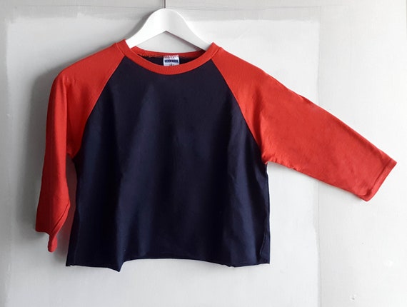 red raglan tee