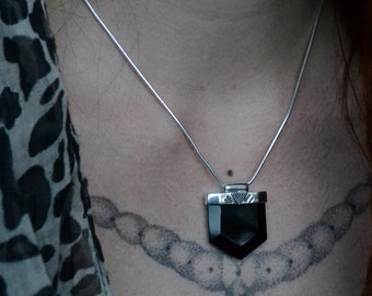 Large Crystal Necklace with Snake Chain