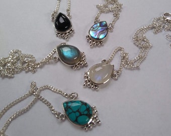 Labradorite Necklace Silver ⎜ various gemstones