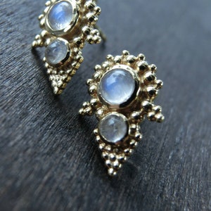 Moonstone Brass Stud Earrings image 2