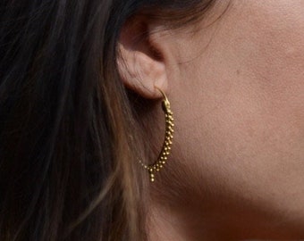 Zen Earrings Brass⎜Fits through Tunnels