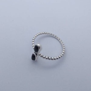 Double Gemstone Silver Ring dotted band 画像 4