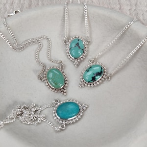 Turquoise Necklace - Sterling Silver - Natural Turquoise