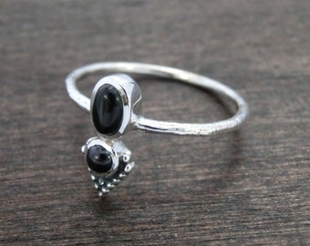 Small Silver Ring Black Onyx (available with Turquoise & Abalone Shell)