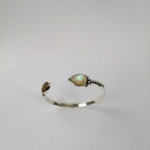 Drop Cuff Bracelet Silver different gemstone options Labradorite