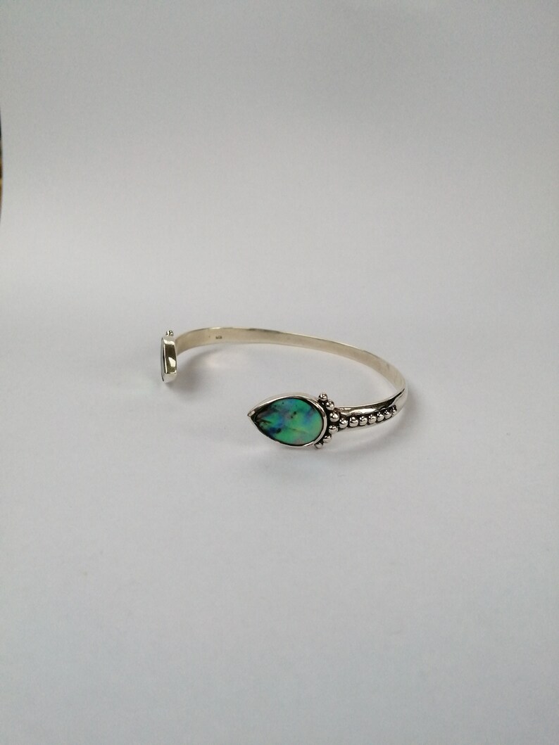 Drop Cuff Bracelet Silver different gemstone options Abalone Shell