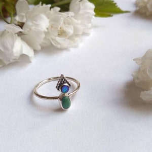 Dainty Gemstone Ring Turquoise+Abalone