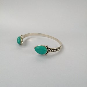 Drop Cuff Bracelet Silver different gemstone options Turquoise