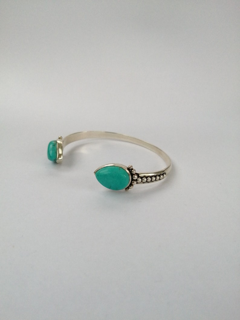 Drop Cuff Bracelet Silver different gemstone options Turquoise